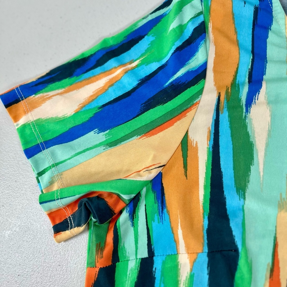 Green and Blue Casual Sundress with Crew Neck and Short Sleeves - Picture 9 of 14